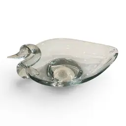 Vintage Hand-Blown Clear Glass Decorative Swan Candy or Nut Dish