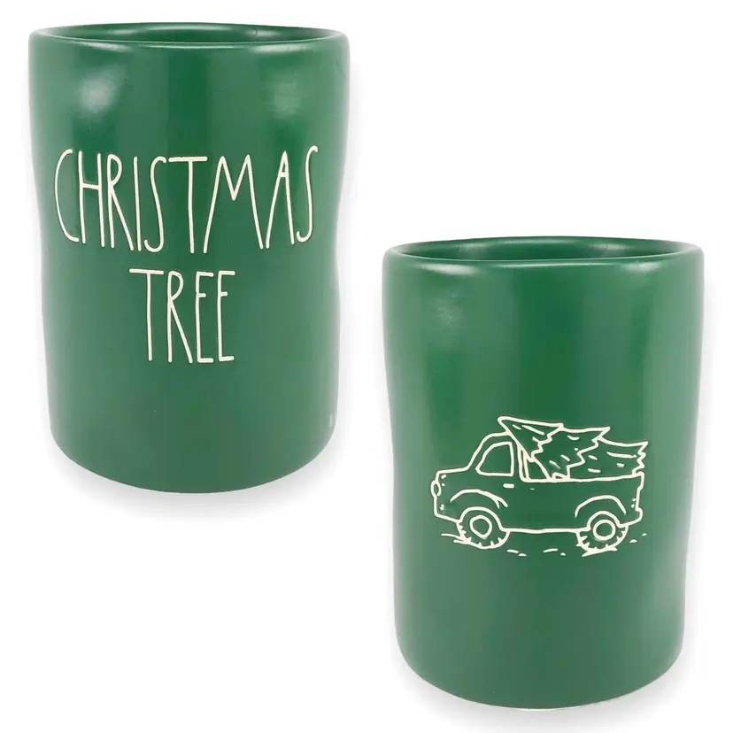 Magenta/Rae Dunn Christmas Tree Truck Pine-Scented Wax Ceramic Container Candle