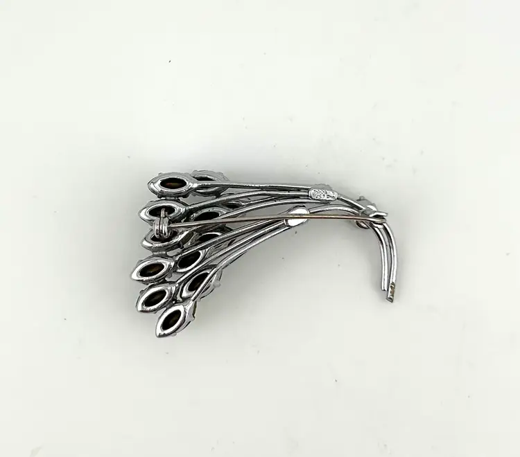 Vintage Silver Tone Austrian Crystal Brooch 2”x 1.25”