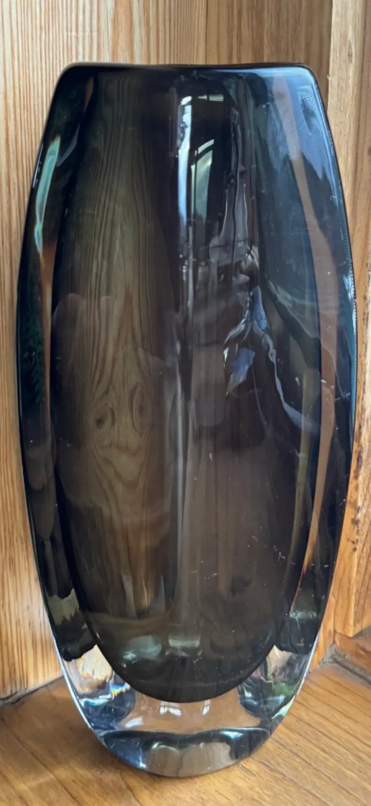 Scandinavia 1950 Nils Landberg Sommerso Smoked Charcoal Cased Vase For Orrefors   Signed!