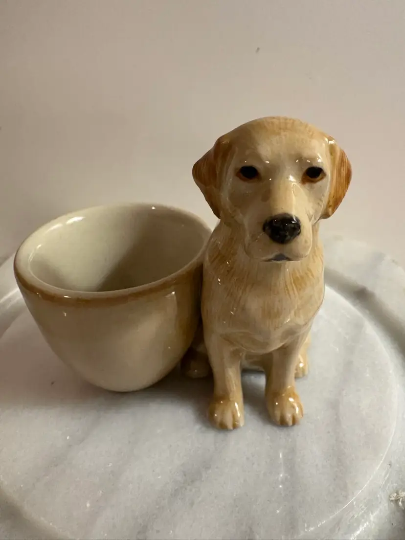 Egg Cup Dog Labrador Figurine Lovely Thai Ceramic Kitchen Collectible Home Decor