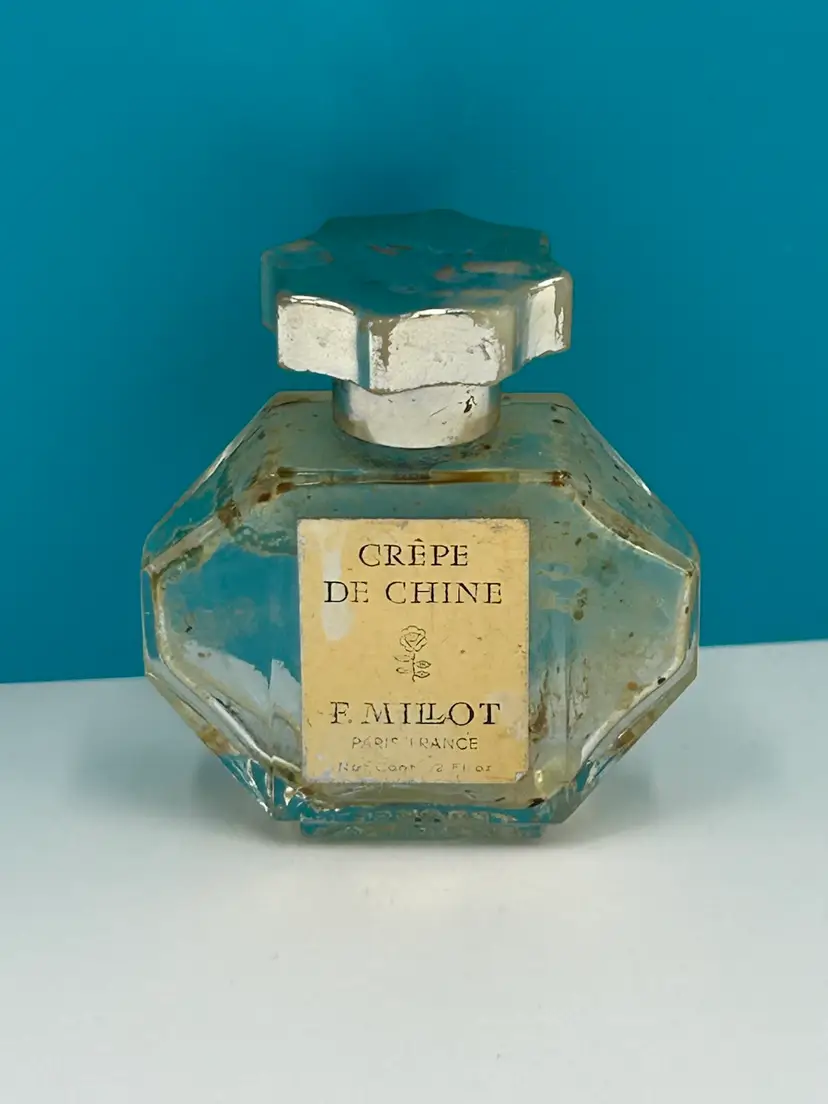 Vintage Empty Crepe De Chine F. Milot Parfum Bottle Paris, France
