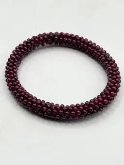 Vintage estate garnet beaded bangle bracelet