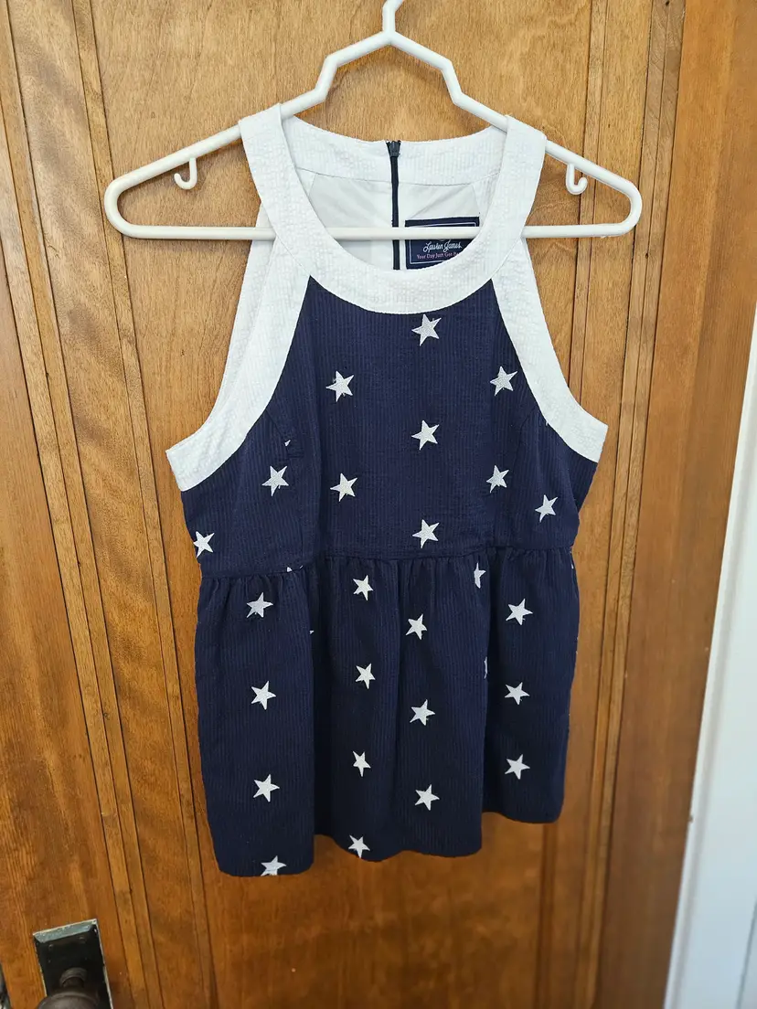 Lauren James Navy w/Stars Sleeveless Tank Top, M