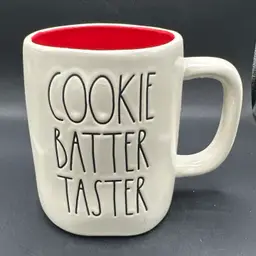 Rae Dunn COOKIE BATTER TASTER Mug White Red