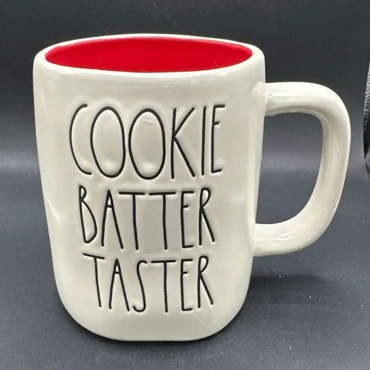 Rae Dunn COOKIE BATTER TASTER Mug White Red