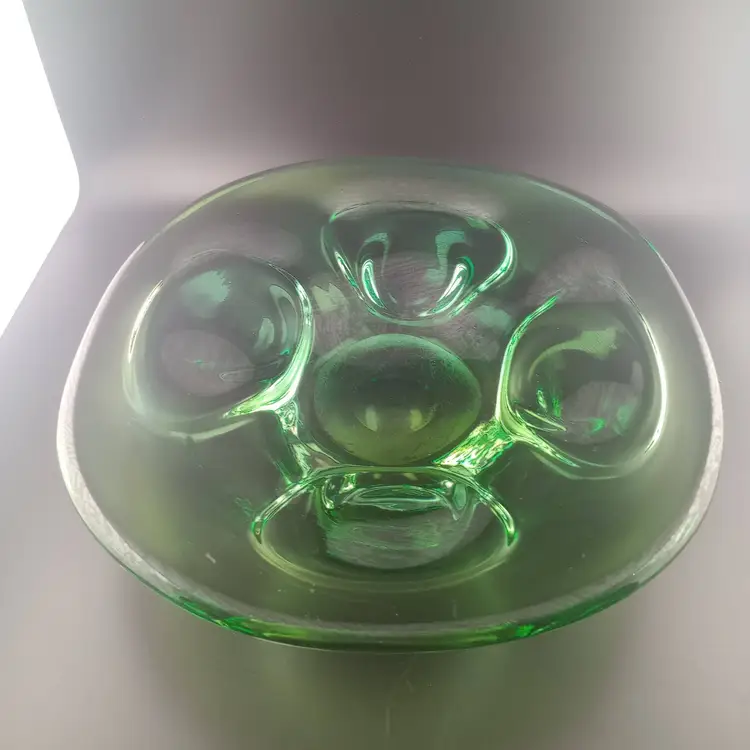 Goran Warff signed Kosta (Boda) green glass console bowl
