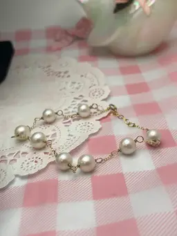 JTV White Cultured Freshwater Pearl 2 Pc Set 925 Sterling Silver Gold Plated Earrings And Bracelet