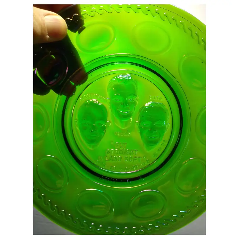 Vintage Carnival Glass Green Apollo 16 Space Astronaut Plate Wheaton Glass NASA