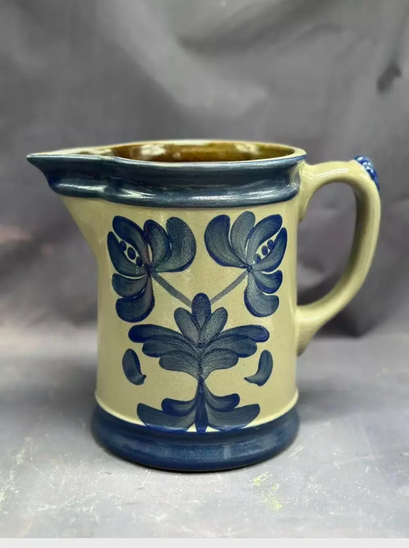 Beaumont Brothers Pottery Pitcher Blue Salt Glazed Signed BBP 1995