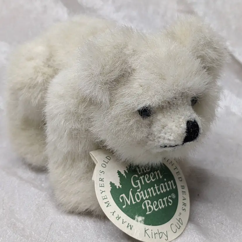 Mary Meyer Plush Green Mountain Bear 6" White Jointed Kirby Cub Hang Tag Vtg 90s Stuffed Animal Toy 1993  Small Gift