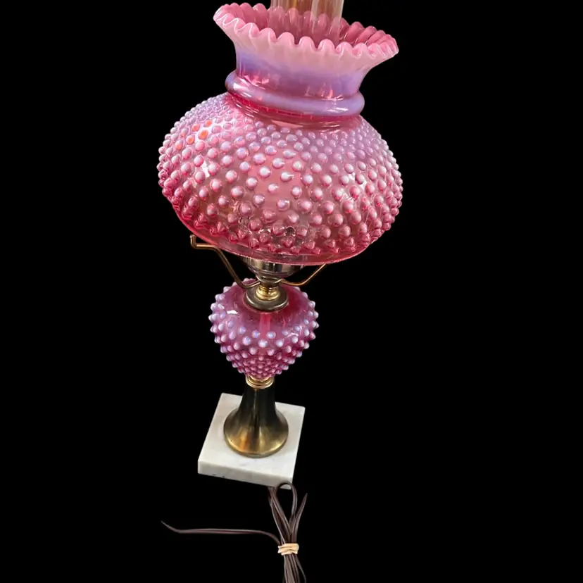 Vintage Fenton Cranberry Hobnail Lamp