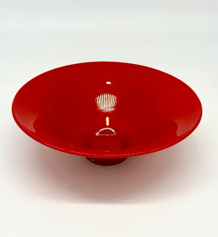 Vintage Art Glass Fenton mandarin red, orange art deco slag glass bowl Embossed Advertising Piece 1924