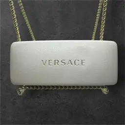 Leather Versace Clamshell Sunglasses Case with Goldtone Lettering (case only)
