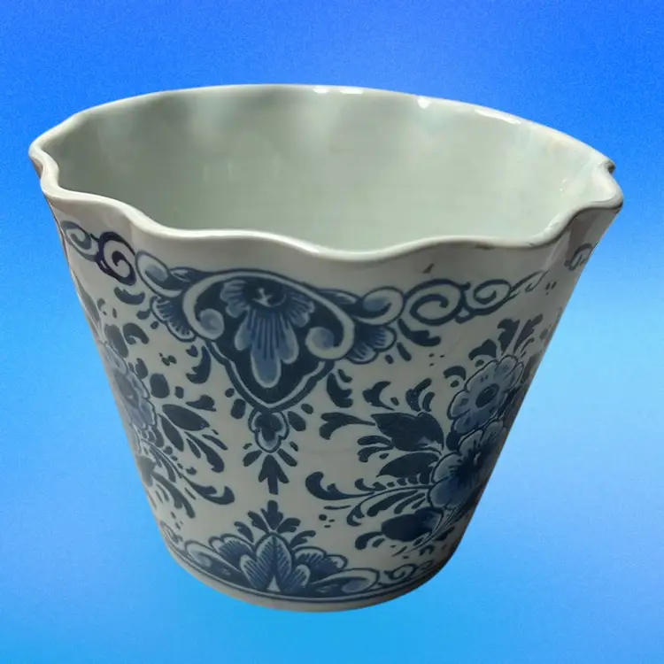 Antique Delft / Chinoiserie Dutch Heritage Pottery Planter Or Cachepot