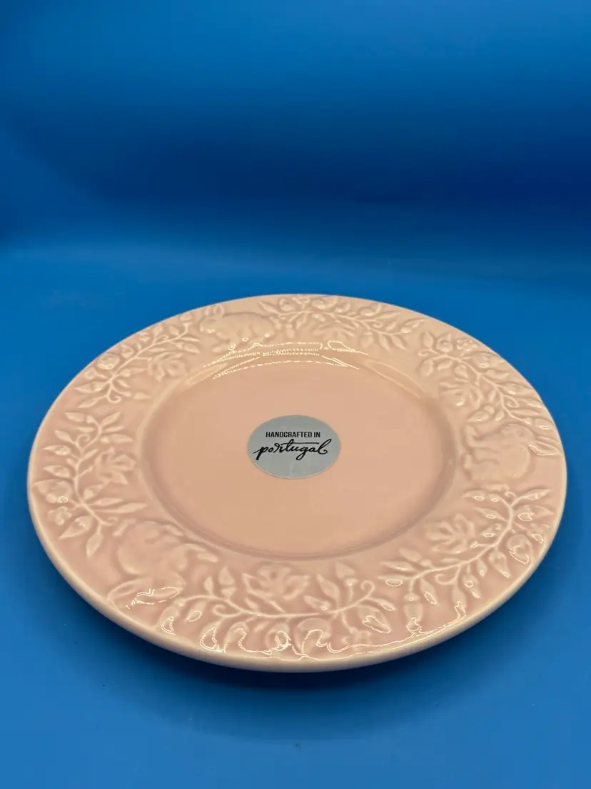 CMG Pink Ceramic Easter Bunny 8 3/4" Salad Plate~Made in Portugal~NWT