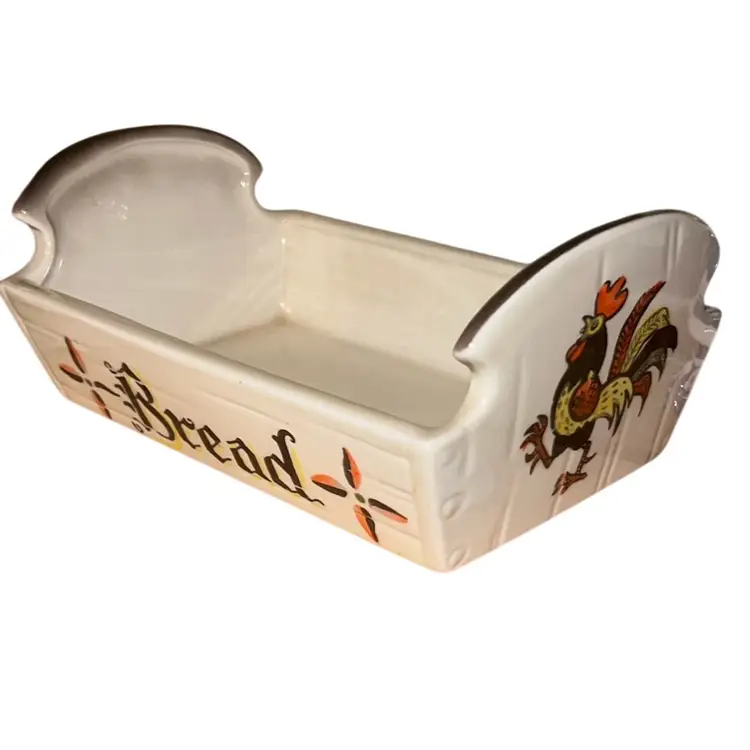 Metlox Poppytrail Rooster Bread Basket Ceramic California Pottery 9.5”