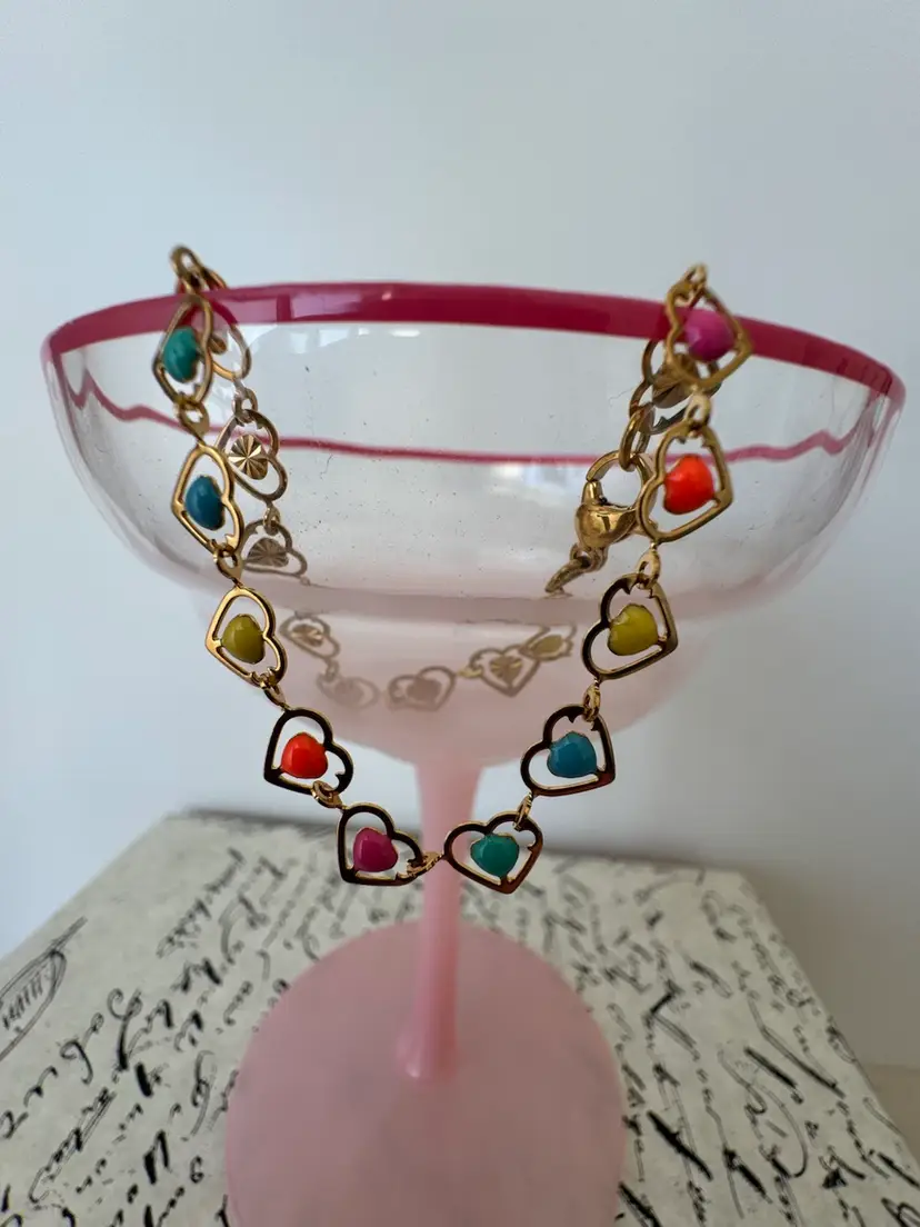 Multicolor Enamel Bead HeartBracelet Or Necklace #173