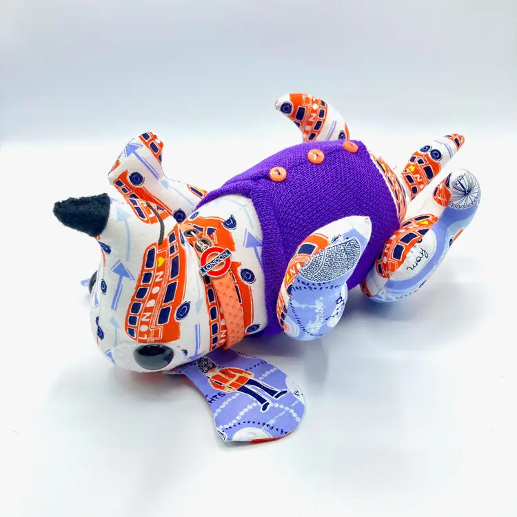 Belly Up Pup Handmade Plushie Dog "Prince" Colorful and Silly Stuffed Animal