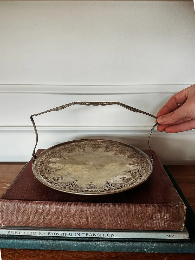 Footed Silver Plate Bride Basket