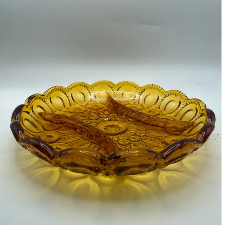 L E Smith Moon And Stars Divided Dish