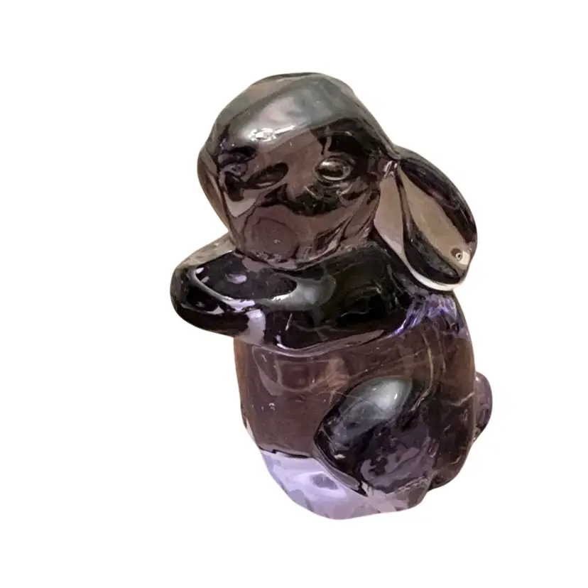 Salute Italia! Made In Murano, Italy Purple Art Glass Bunny 3 3/8” X 2”