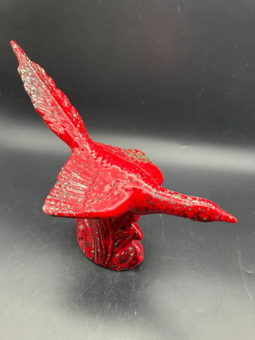 BIN- Vintage Royal Haeger Red And Green Speckled Pheasant R1810 - 12.5”