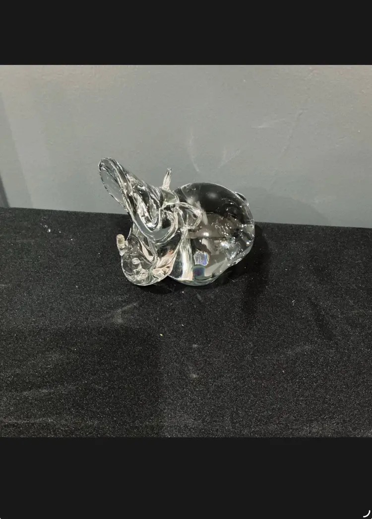 Vintage Clear Glass Hippo Figurine – Holiday Imports Taiwan – Mid-Century Modern