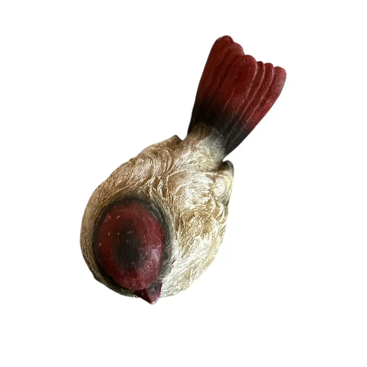 Resin Cardinal Bird Figurine with Metal Feet