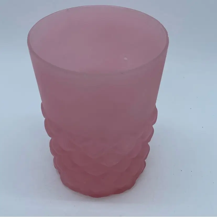 #0432 Antique pink satin cased glass tumbler by Consolidated Glass Company.