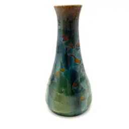 20 - Small Bud Vase With Green And Blue Crystalline Glaze, Signed