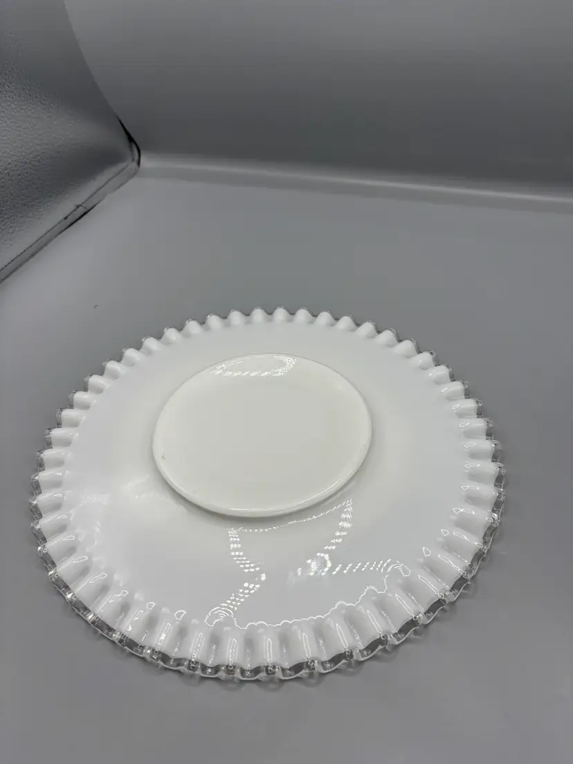 Fenton silver crest milk glass plate