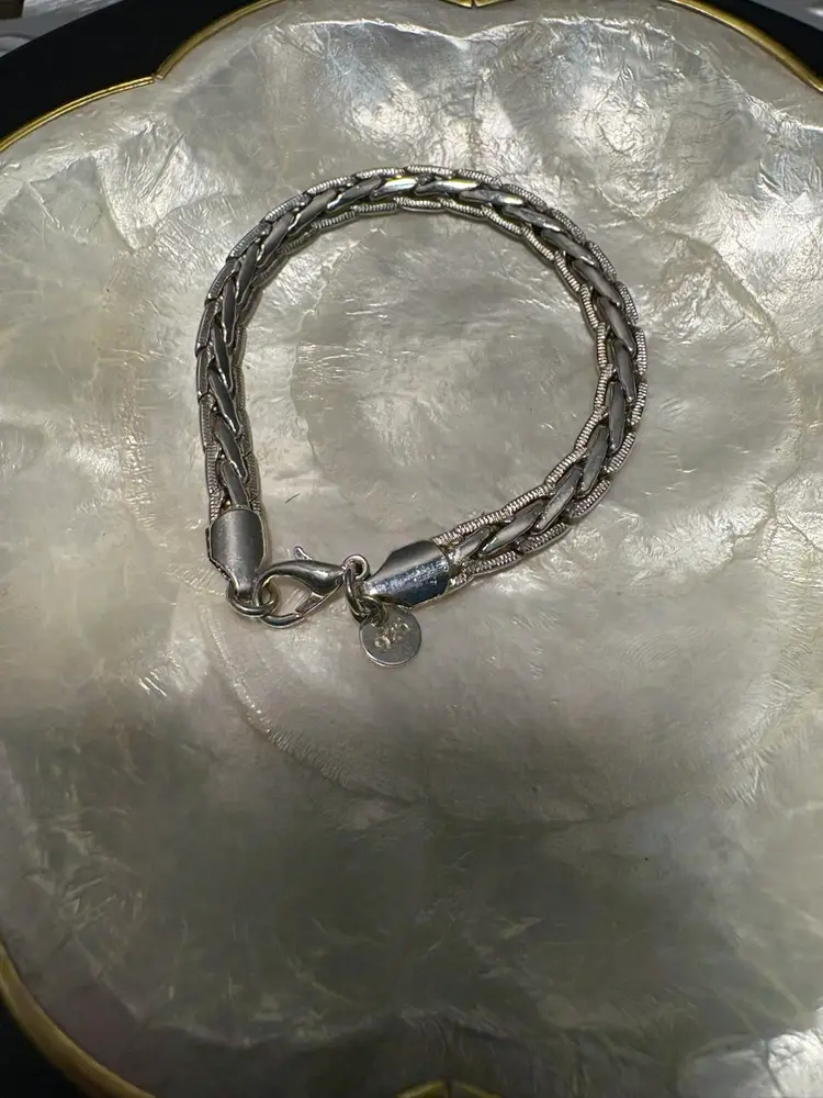 Vintage Sterling Silver 9.25 Franco Woven Braided BRACELET 7in