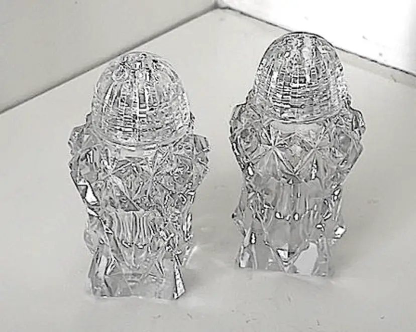 Czechoslovakia (made prior to 1993), crystal, salt/pepper shakers with glass lids, both marked on bottom. Nice condition!
