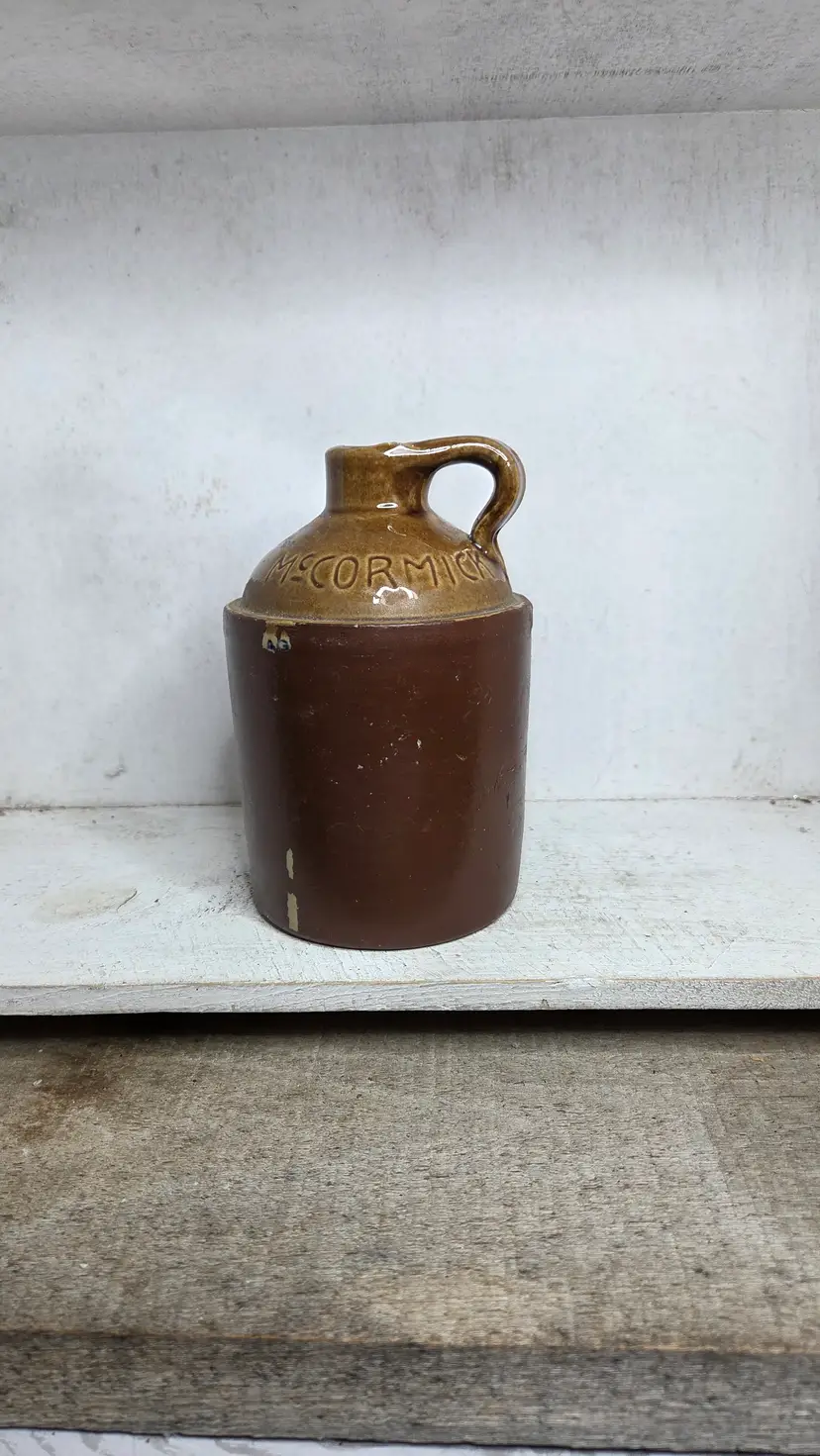 Vintage McCormick Platte Valley Corn Whiskey stoneware jug