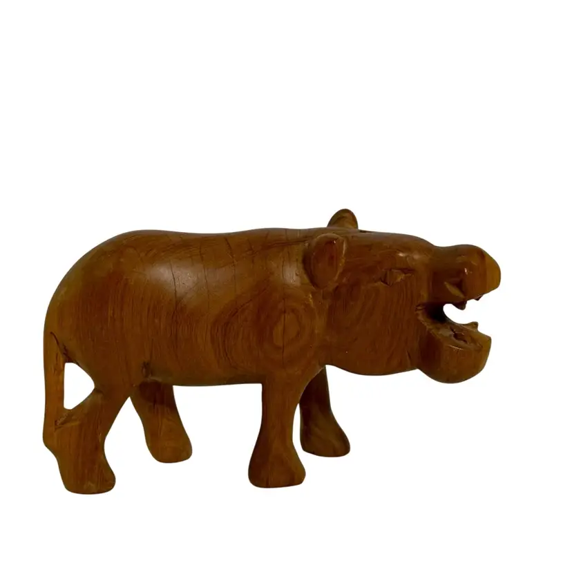 Figurine Vintage Hand Carved Wood Hippopotamus
3-3/4” T x 6” L x 2” W