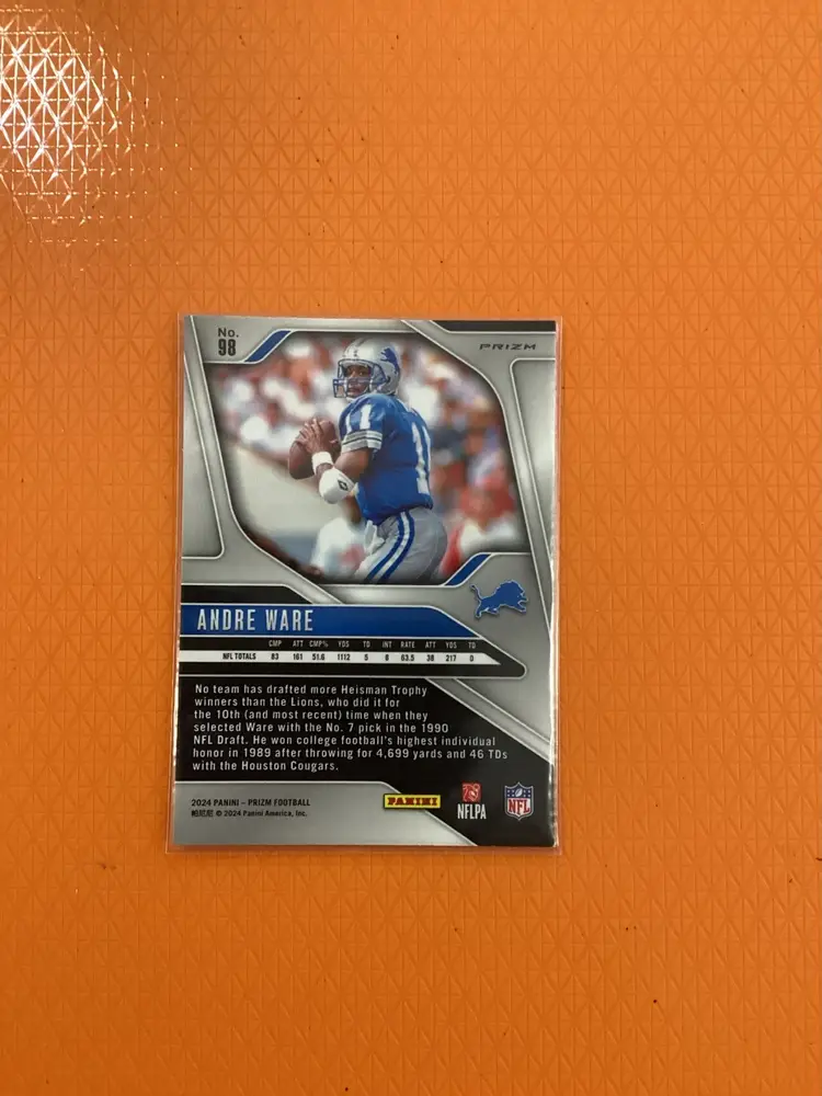 Andre Ware 2024 Panini Prizm Football #98 Orange Disco Prizm Detroit Lions