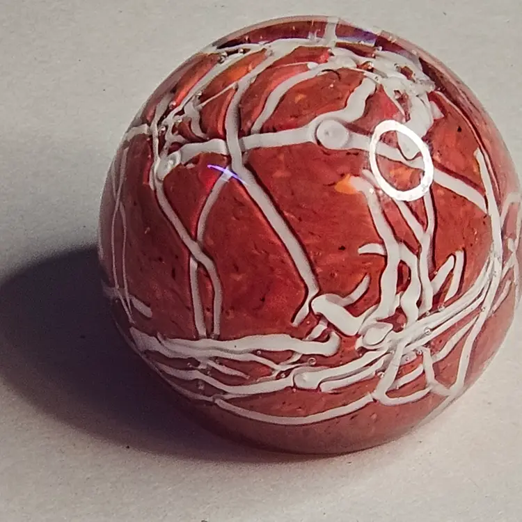 Red and White Art Glass Paperweight