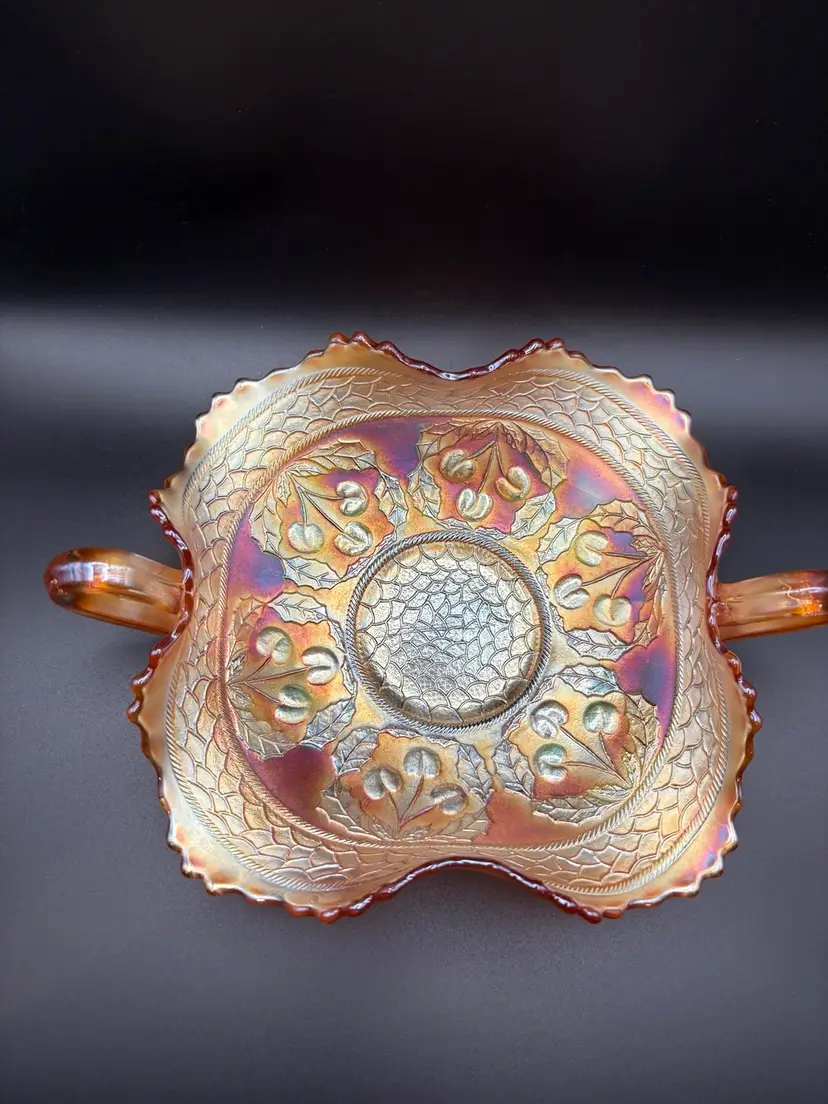 Fenton Marigold Cherry Chain Bon Bon Bowl