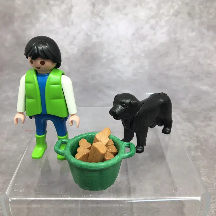 Playmobil Male Figure Gathering Wood w/Dog