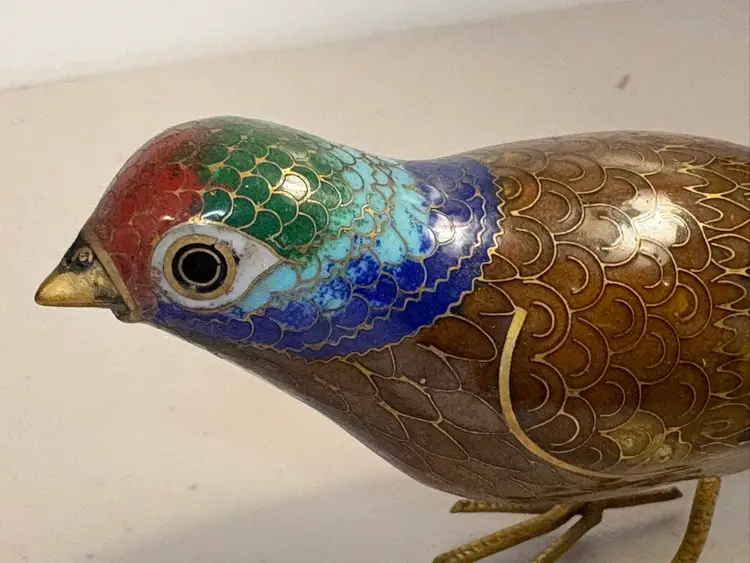 Pair of Vintage Cloisonné Enamel Bird Figurines