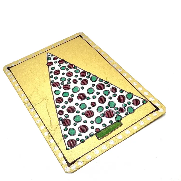 Artist Trading Card Tis The Season Silver Red Green