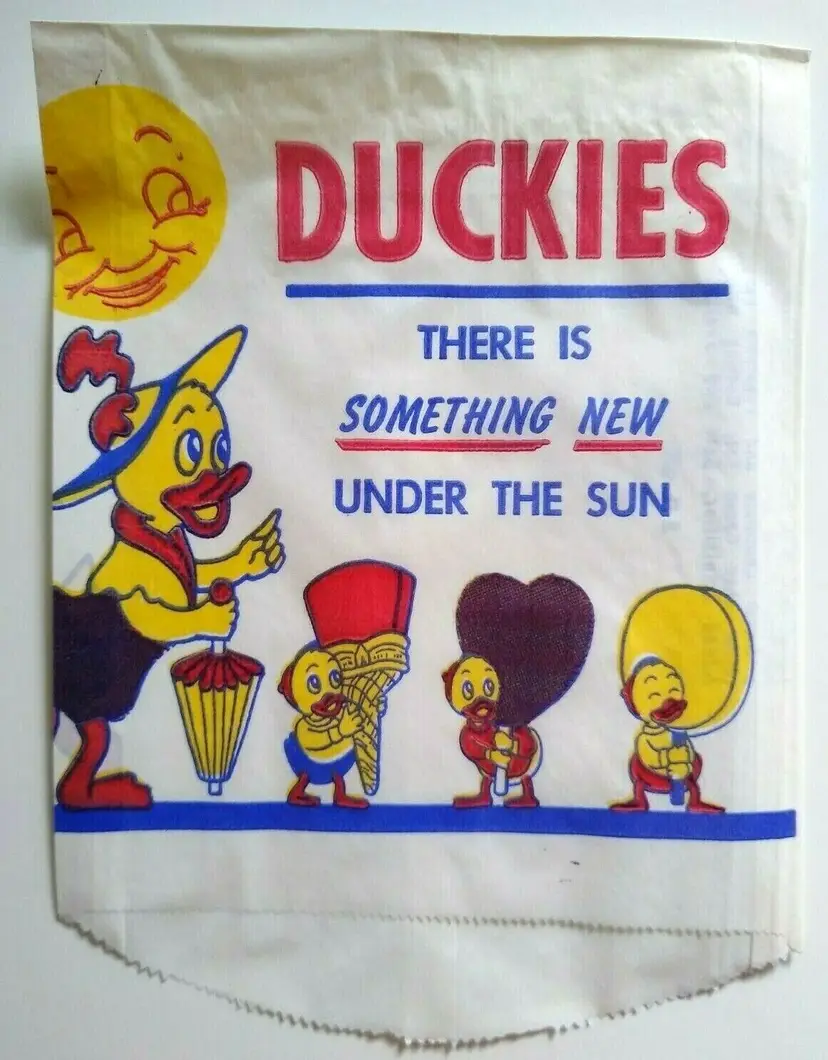 Duckies Ice Cream Bag 1950's Huey Louie Dewey Donald Duck Nephews NOS Vintage