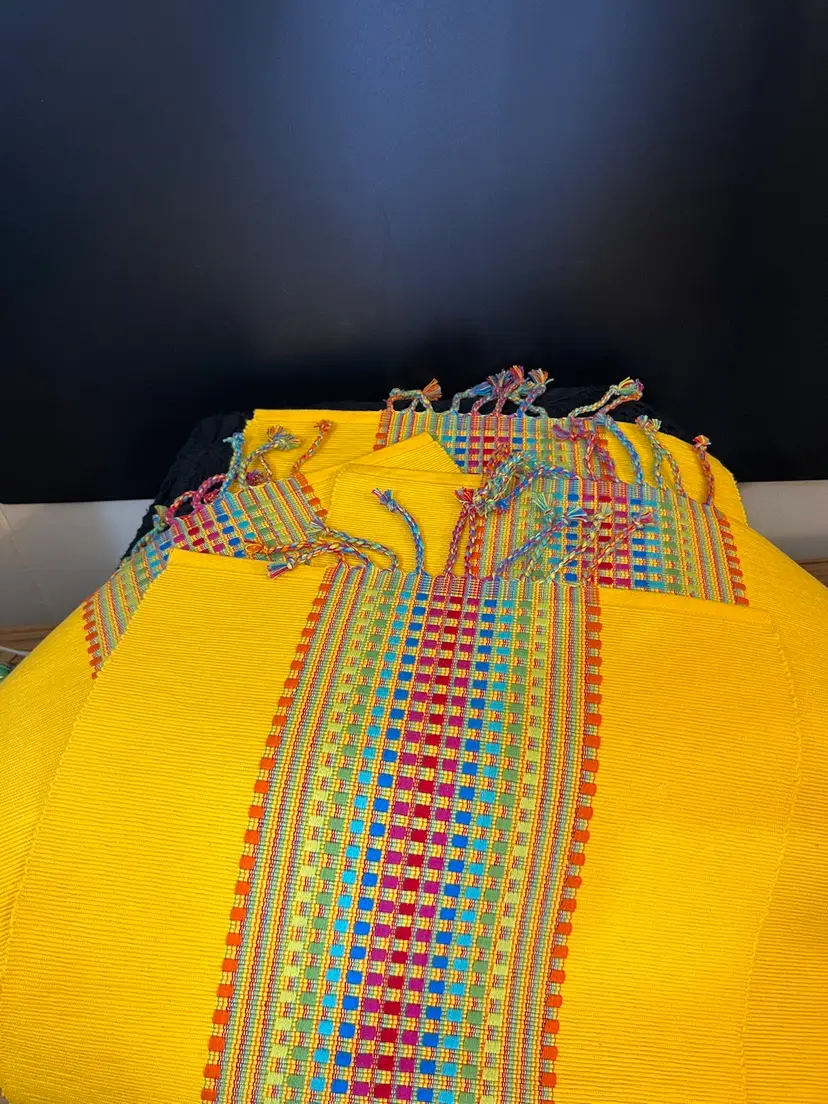 South Western Designed Yellow w/ Multi Color Stripe Placemats-Set of 4