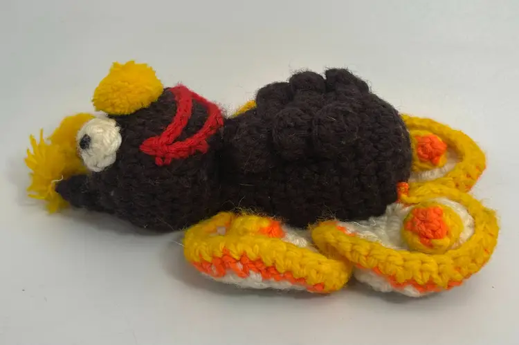 Vintage Crochet Brown, Yellow, Orange Butterfly Plush 9"