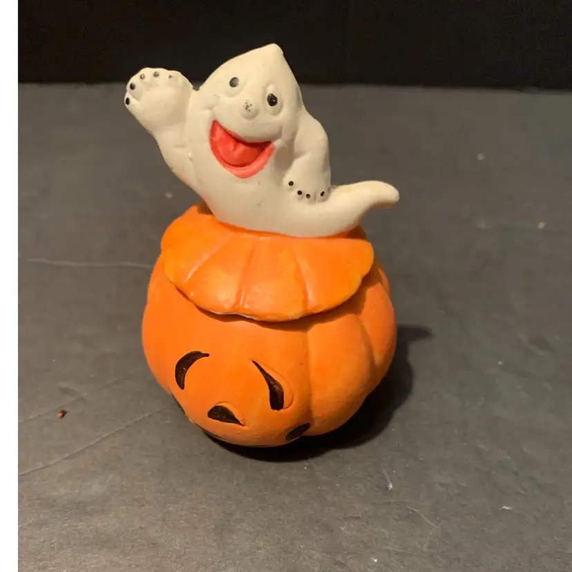 Pumpkin Trinket Box With Ghost 3 X 2 Inches