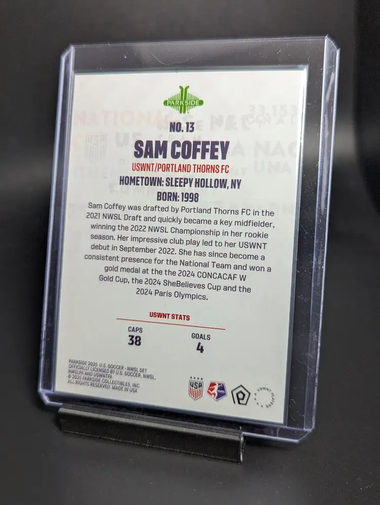 2025 Parkside NWSL/USWNT Club and Country Sam Coffey Laser Foil /99 Portland Thorns