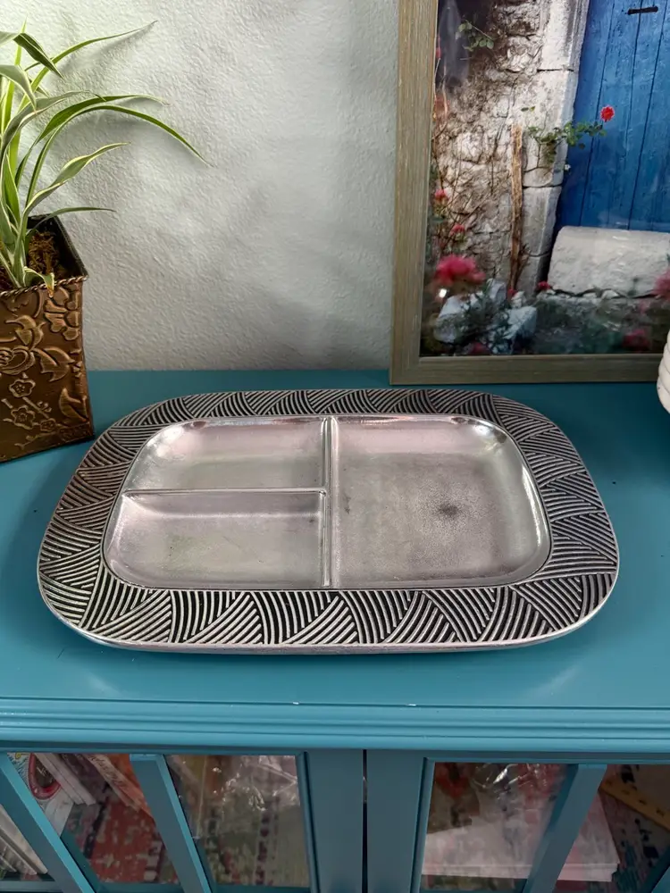 Wilton Armetale divided serving tray with Weave Pattern