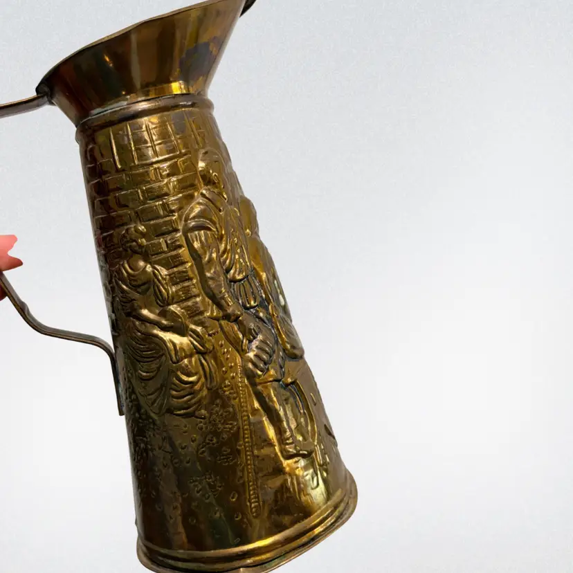 ELPEC England - Vintage Embossed Brass Decorative Pitcher- Pub Planning
