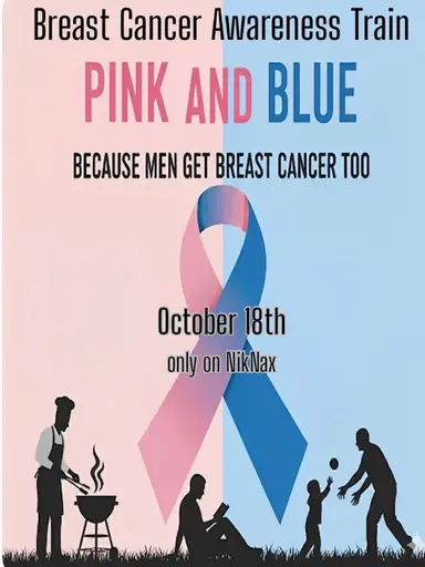 Pink & Blue Breast Cancer Awareness Train